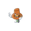Cute brown pilgrim hat in two finger mascot.