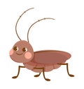 Cute brown smiling cockroach on white background