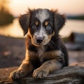 Cute brown with spots pappy dog portret in nature