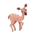 Cute Brown Spotted Deer as Herbivore Forest Animal Vector Illustration