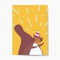 Cute brown squirrel wearing a party hat cartoon vector illustration