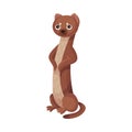 Cute Brown Stoat or Weasel as Carnivore Forest Animal Vector Illustration