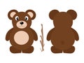 Cute brown teddy . Vector illustration of the animal, isolated on a white background. For cards for children`s holidays or drawing