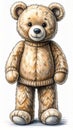 Cute Brown Teddy Bear Wearing Sweater Standing on White Background Isolated Royalty Free Stock Photo
