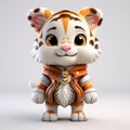 Cute Brown Tiger 3d Anime-inspired Character Design