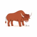 Cute brown yak. Vector illustration. Funny hand drawn safari character Royalty Free Stock Photo