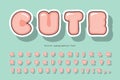 Cute bubble font with funny smiling faces. Cartoon alphabet. For birthday, baby shower, greeting cards, party invitation