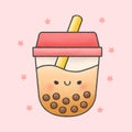 Cute bubble milk tea fresh drink cartoon hand drawn style