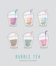 Cute bubble tea set Royalty Free Stock Photo