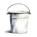 Cute bucket watercolor illustration, animals and farm clipart