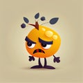 cute buckthorn cartoon character angry, cartoon style, modern simple illustration
