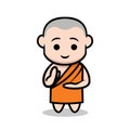 Cute buddhist monk mascot design