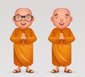 Cute buddhist monk traditional asian buddhism culture religion cartoon 3d realistic character design vector illustration Royalty Free Stock Photo