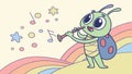 Cute Bug Playing a Whimsical Flute, vector design Generative AI Royalty Free Stock Photo