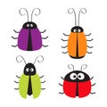 Cute bug set. Funny cartton character. Baby design. White background. Isolated. Flat design.