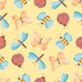 Cute Bugs Seamless Vector Pattern Royalty Free Stock Photo