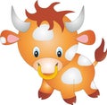 Cute bull cartoon standing with smile. Illustration