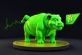 cute bull 3d rendered with bitcoins Royalty Free Stock Photo