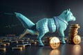 cute bull 3d rendered with bitcoins Royalty Free Stock Photo