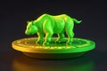 cute bull 3d rendered with bitcoins Royalty Free Stock Photo