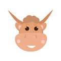 Cute bull isolated on a white background in a vector flat style. icon, card, poster, animal