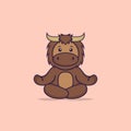 Cute bull is meditating or doing yoga. Animal cartoon concept isolated. Can used for t-shirt, greeting card, invitation card or