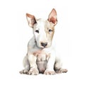 Pawsitively Adorable: A Bull Terrier Puppy in Watercolor with Headband and Glasses AI Generated