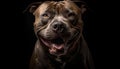 Cute bulldog portrait, sitting close up, looking at camera with wrinkled snout generated by AI