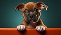 Cute bulldog puppy sitting, looking at camera with sad eyes generated by AI Royalty Free Stock Photo