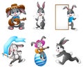 Cute Bunnies cartoon set