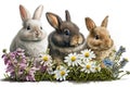 Cute Bunnies Easter, Happy Easter , Spirit of Easter. Fun Celebrate. Royalty Free Stock Photo