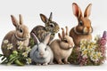 Cute Bunnies Easter, Happy Easter , Spirit of Easter. Fun Celebrate. Royalty Free Stock Photo