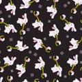 Cute Bunnies and Their Spoons Festival Vector Seamless Pattern