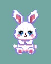 Bunny rabit animated isolated pixel art element vector editable npc character isolated Royalty Free Stock Photo