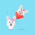 Cute bunny carrying love balloons