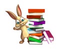 Cute Bunny cartoon character with book stack