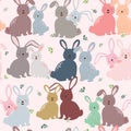 Cute bunny in colorful tone seamless pattern for kid product,fashion,fabric,textile,print or wallpaper