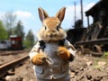 Cute bunny cop jotting notes Nikon shot