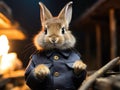 Cute bunny cop jotting notes Nikon shot