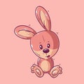 Cute bunny doll sitting cartoon style vector