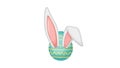Cute bunny ears on decorated Easter egg isolated on white background Royalty Free Stock Photo