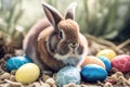 Cute bunny with Easter eggs