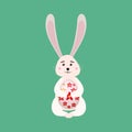 Cute Bunny Easter holding egg. Cartoon funny Easter Rabbit, illustration Royalty Free Stock Photo