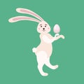 Cute Bunny Easter holding egg. Cartoon funny Easter Rabbit, illustration Royalty Free Stock Photo