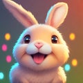 Cute bunny with floppy ears and a joyful expression.