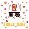 Cute bunny in funky hat and glasses Royalty Free Stock Photo