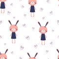 Cute bunny girl pattern Royalty Free Stock Photo