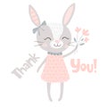 Cute bunny girl print. Sweet rabbit baby Royalty Free Stock Photo