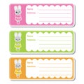 Cute bunny girls on colorful background suitable for kid address label design