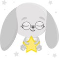 Cute bunny with glasses holding a star in his hand. Baby animal vector illustration Royalty Free Stock Photo